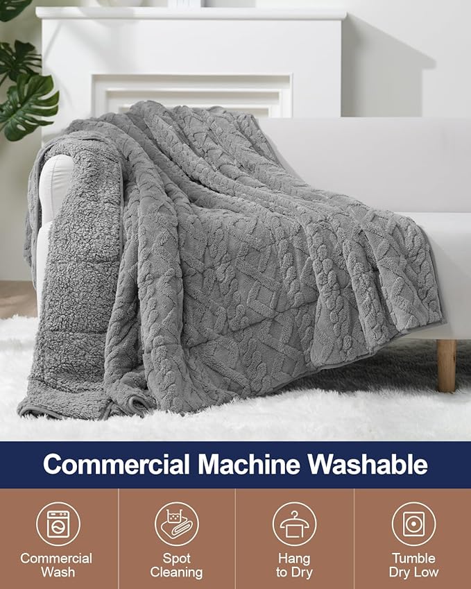 Super Fuzzy Soft Sherpa Fleece Weighted Blanket, 20 lbs Dual Sided Fluffy Heavy - Image 7