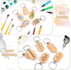 AUEAR, Blank Wooden Key Chain Wood Keychain Key Ring Key Tags Personalized EDC - Image 4