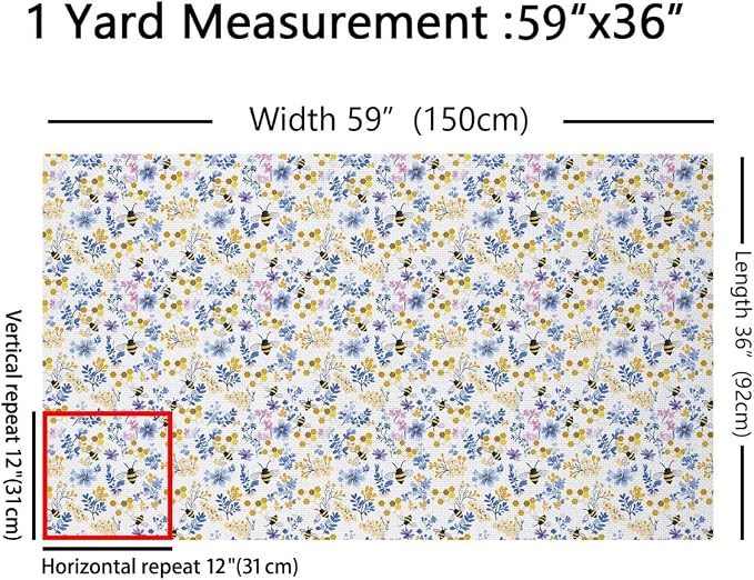 Daisy Floral Upholstery Fabric by The Yard, Bees and Flowers Outdoor Fabric by - Image 2
