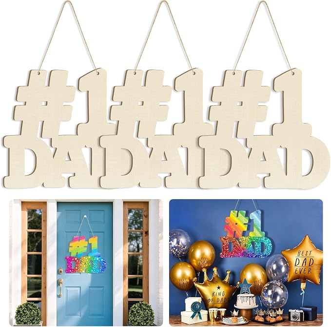 Large 12" Wooden Fathers Day Crafts by Sophena