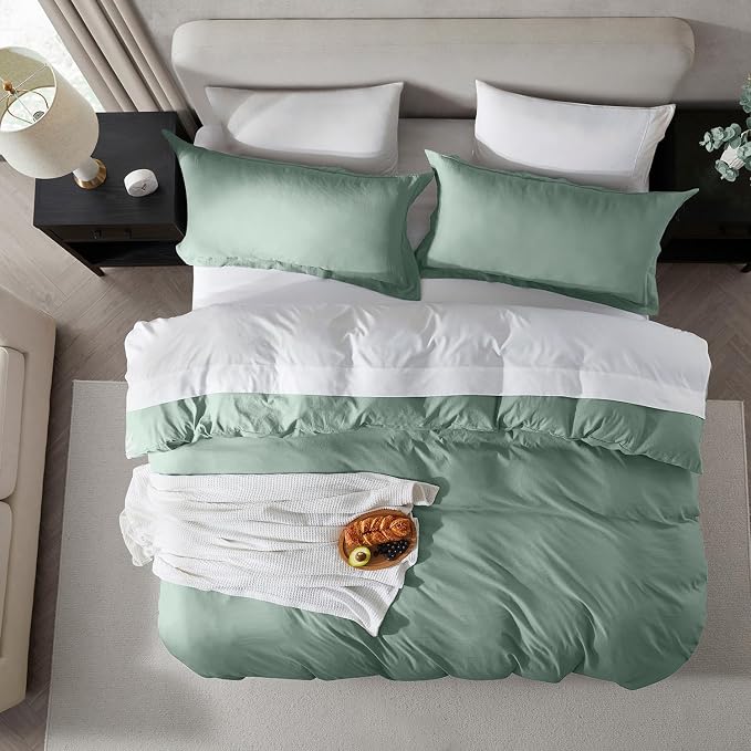 Nestl Sage Green Duvet Cover Queen Size - Image 5