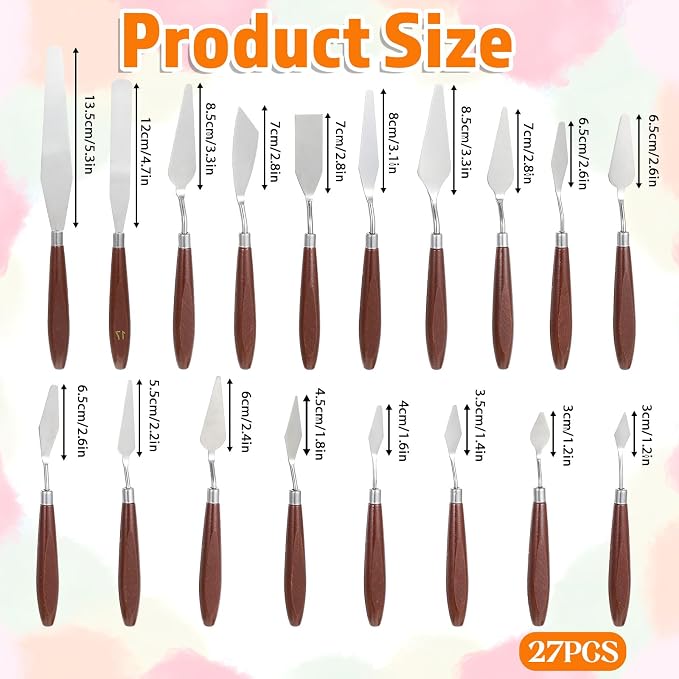 27 Piece Stainless Steel Palette Knife Set, Painting Knives - Image 2