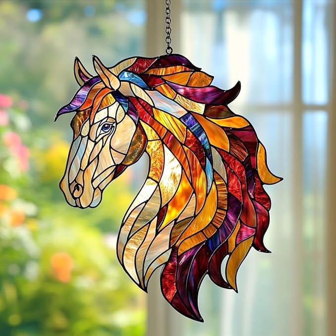 Colorful Horse Exotic Acrylic Suncatcher Stained Glass Effect Window Car by AVAGAN