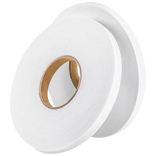 Tatuo 2 Rolls Double Sided Foam Tape 0.6 Inch by 50 Feet White PE Foam Tape by Tatuo