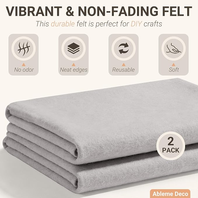 Felt Fabric Sheets 18" x 18" 1.6mm Soft Craft Felt, Light Grey | Soft Precut - Image 3