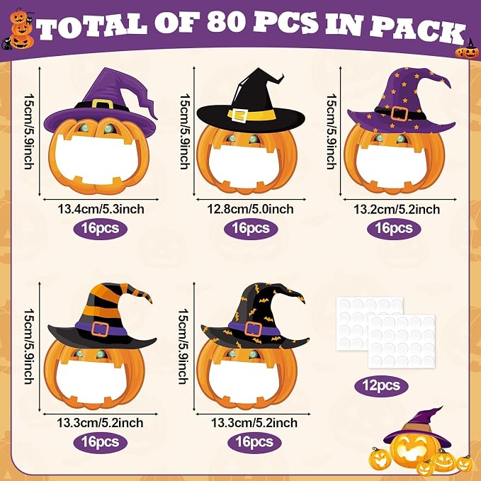 gisgfim 80Pcs Halloween Cutouts Witch Party Decorations Bulletin Board Pumpkins - Image 2