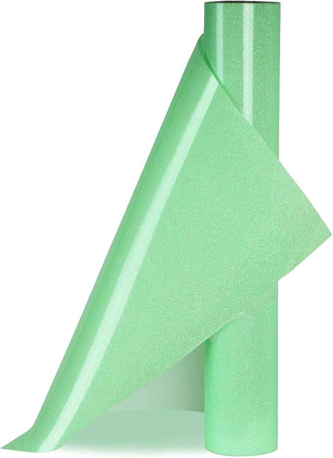 Light Green Glitter HTV Heat Transfer Vinyl Rolls12inch by 9feet PU Stretch - Image 7