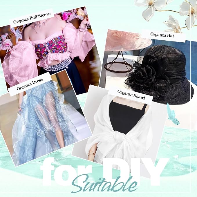 VACVELT Black Sheer Organza Fabric by The Yard 60" Wide | Semi-Transparent - Image 6