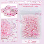 qiipii 220PCS 10mm Light Pink AB Half Round Pearls - Image 2