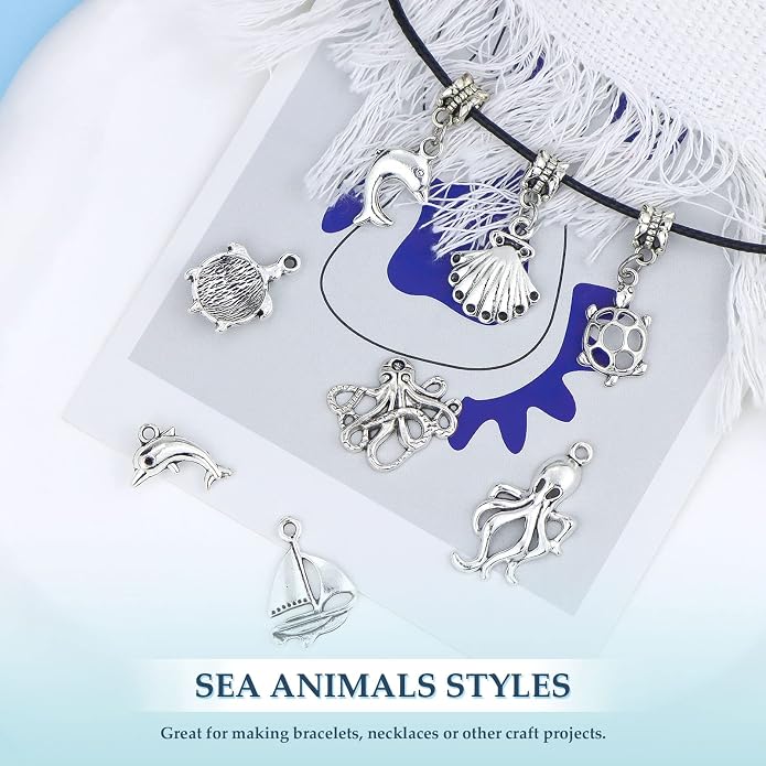 JIALEEY Wholesale 100 Pieces Mix Antique Silver Charm Pendant Collection DIY - Image 5