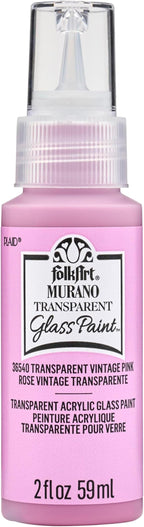 FolkArt Murano Transparent Acrylic Glass Paint, Vintage Pink, 2 fl oz by FolkArt