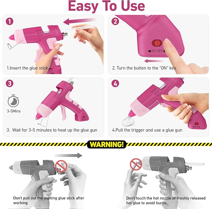 20W Cordless Hot Glue Gun with 30 Sticks Set, Rechargeable Pink Mini Glue Gun - Image 3