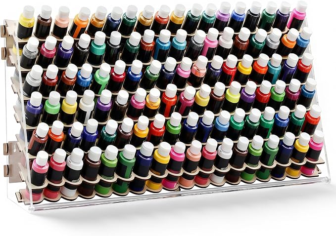 Colingmill Wooden Paint Organizer Storage Rack, 108 Holes Miniature Model Paint by Colingmill
