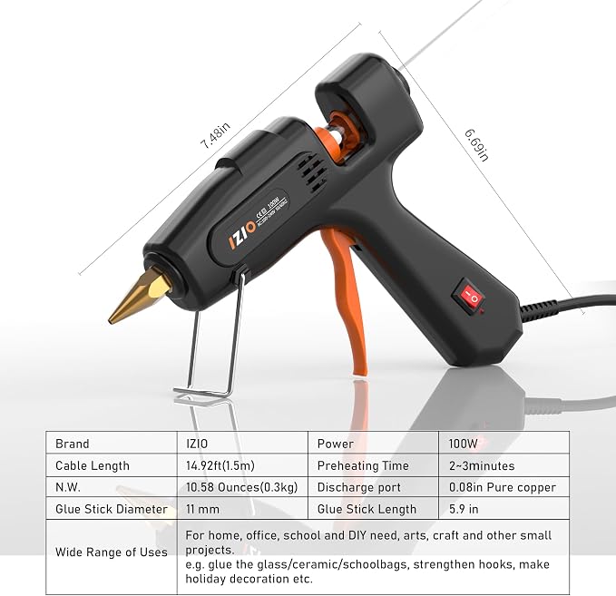 IZIO Hot Glue Gun with 21 Glue Sticks7/16") &Storage Pouch - 100W Fast Heating - Image 9