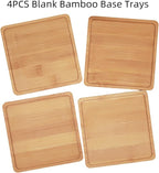 4PCS Mosaic Bamboo Coasters for Crafts, Blank Base Trays, Drinking Cup Coaster - Image 3