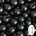 150Pcs Black Wooden Beads with Large Hole, Round Loose Beads Natural Spacer by SMANTA