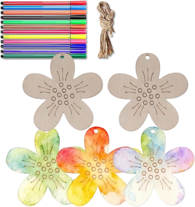 Le Shang 12 PCS Unfinished Wood Crafts, Spring Crafts by LeShang