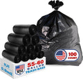 Heavy Duty Trash Bags 55-60 Gallon, Black - 100 Count Bulk Pack | 38" x 58" | Durable & Tear-Resistant Garbage Bags for Home, Commercial, Construction & Outdoor Use | Made in USA