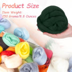 PATIKIL Wool Roving Yarn, 250G/8.8OZ Felting Wool Pure Roving Yarn, Dark Green - Image 2