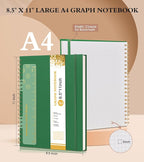 Graph Paper Notebook, Spiral Notebook Journal 8.5” x 11”, A4 Large Grid - Image 2