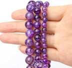 60pcs Smooth Natural Purple Agate Beads，6mm Dragon Vein Gemstone Round Loose - Image 3