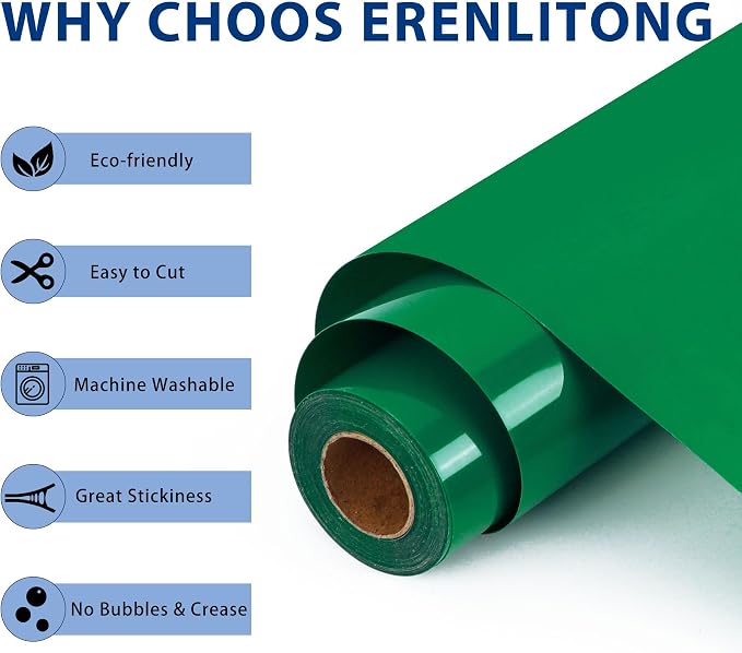RENLITONG Green Iron on Vinyl 12Inch by 50ft Roll Heat Transfer Vinyl - Image 2