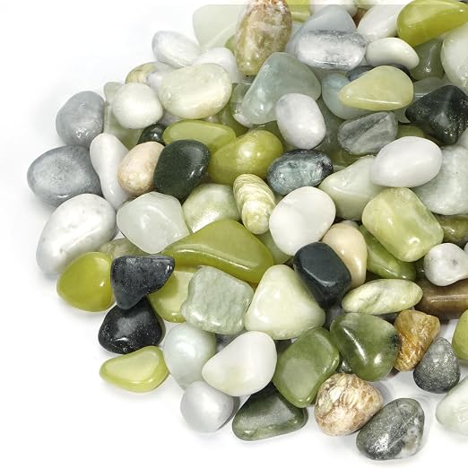 10 lb Jade Pebbles for Indoor Plants, 1/2 Inch Polished Decorative Pebbles for by RUOJAS