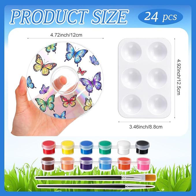 Sabary 29 Pcs DIY CD Painting Kit Painting Gift Include 24 Pcs 4.72'' Blank Cds - Image 2