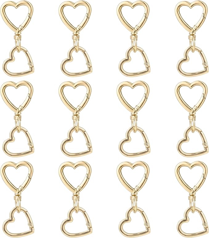 24 Pcs Heart Swivel Spring Clasps，Metal Spring Key Chain Hook Clasps，Clip by Unknown