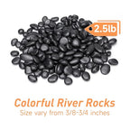 Pulovin 2.5 lbs Black Pebbles for Indoor Plants, 3/8" Plant Rocks for Pots - Image 2