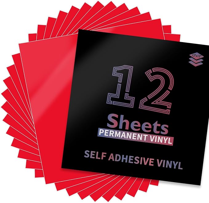 Lya Vinyl 12 Pack Glossy Red Permanent Vinyl, Party Decoration, Craft Projects by LyaVinyl
