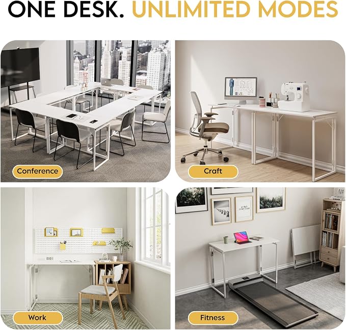 alawooder 31.5" Folding Desk: No Assembly, Wood Top - Image 8