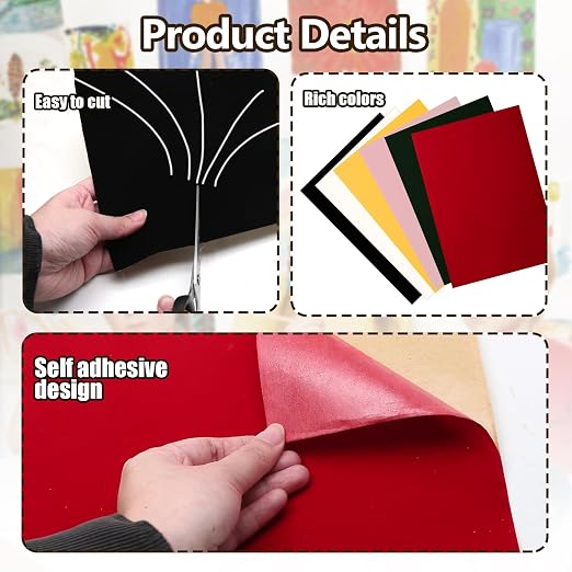 Biaungdo Red Self Adhesive Felt Sheets, 8 x 12 Inch, Felts Fabric - Image 6