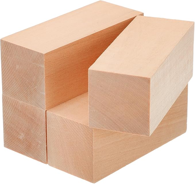 MECCANIXITY 4Pcs Basswood Carving Block, 1.6"x1.6"x4" Square Wooden Dowels by MECCANIXITY
