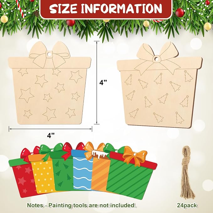 COCHIE Wooden Christmas Ornaments to Paint - Image 2