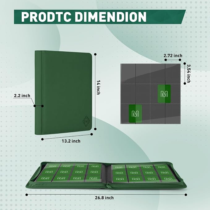 Premium Card Binder 12 Pocket for 720 Pockets Trading Card Binder, PU Zipper - Image 5