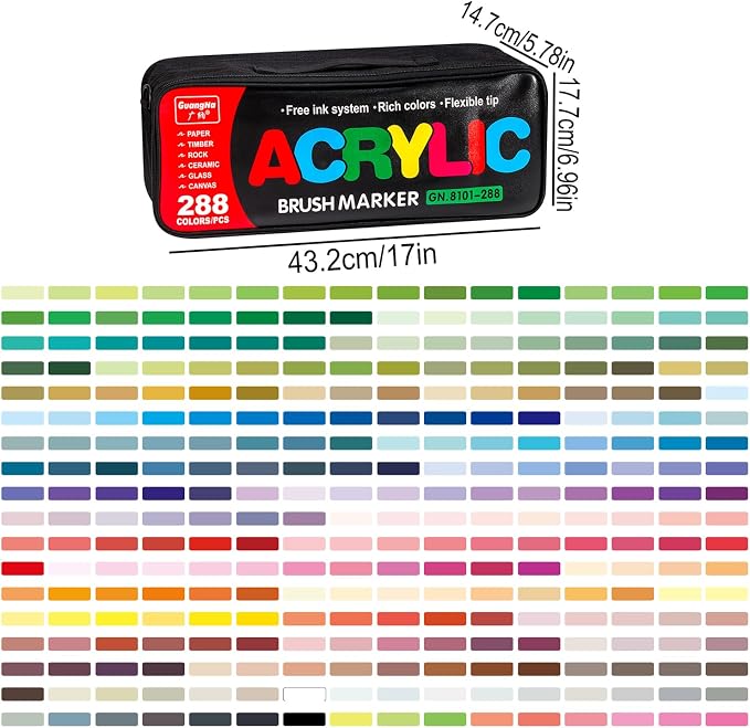 288 Colors Bag Acrylic Paint Markers Set, Soft Flexible Brush Markers - Image 4