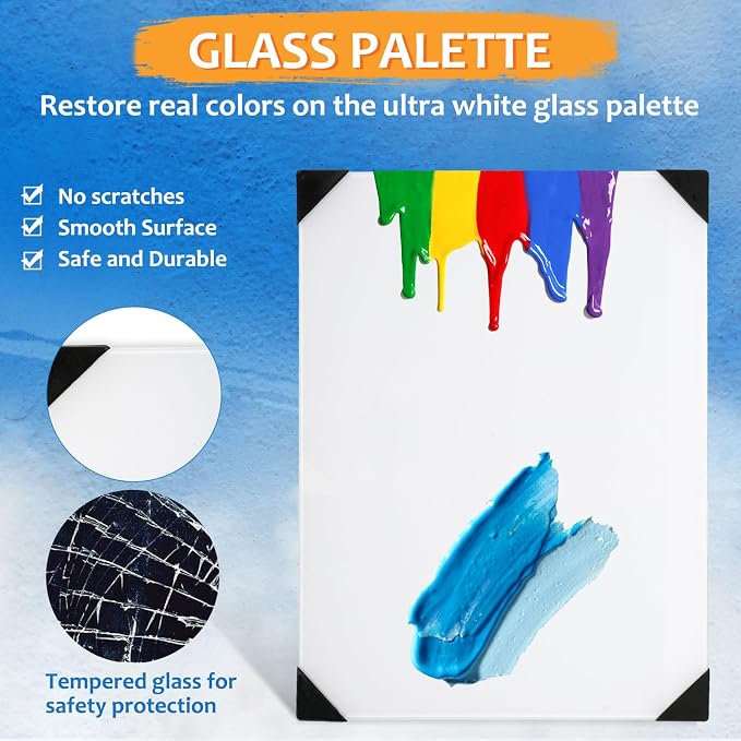 Glass Palette for Oil Painting, 12 x 9 Inches, Ultra White, Watercolor - Image 3