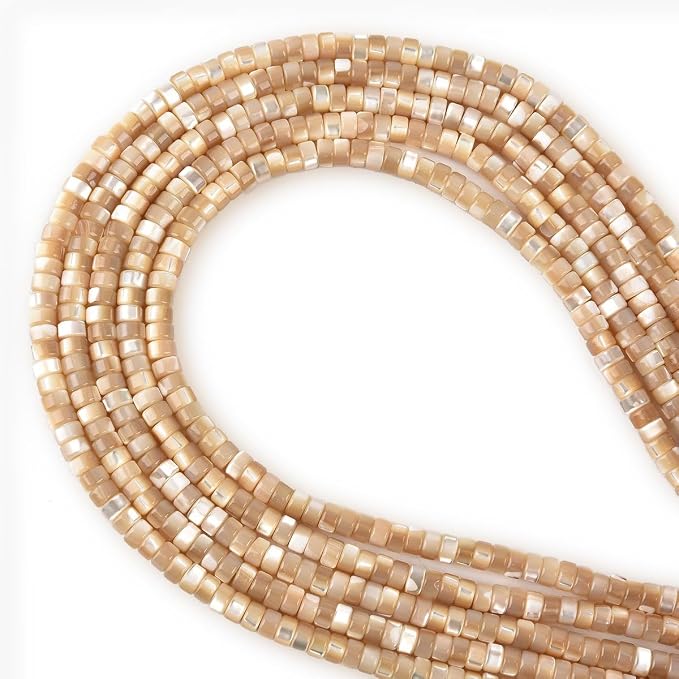 160pcs 4x2mm Natural Brown Mother of Pearl Shell Heishi Disc Flat-Rondelle - Image 3