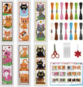 INFUNLY 6 Set Cat Cross Stitch Bookmark Kits Carton Kitten DIY Cross Stitch Kit by INFUNLY