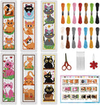 INFUNLY 6 Set Cat Cross Stitch Bookmark Kits Carton Kitten DIY Cross Stitch Kit by INFUNLY