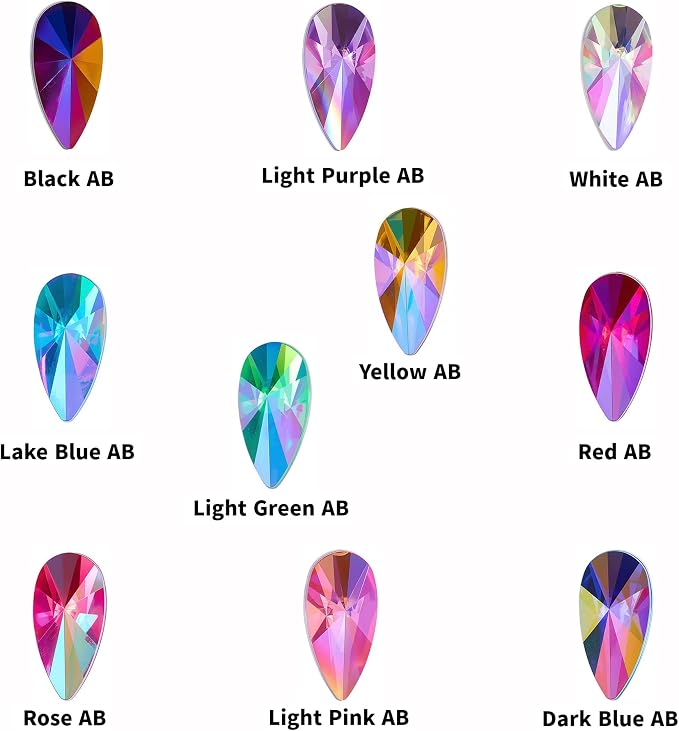 200 Pcs 9x18mm AB Rhinestones for Bedazzling, Rainbow Effect Craft Gems for - Image 2