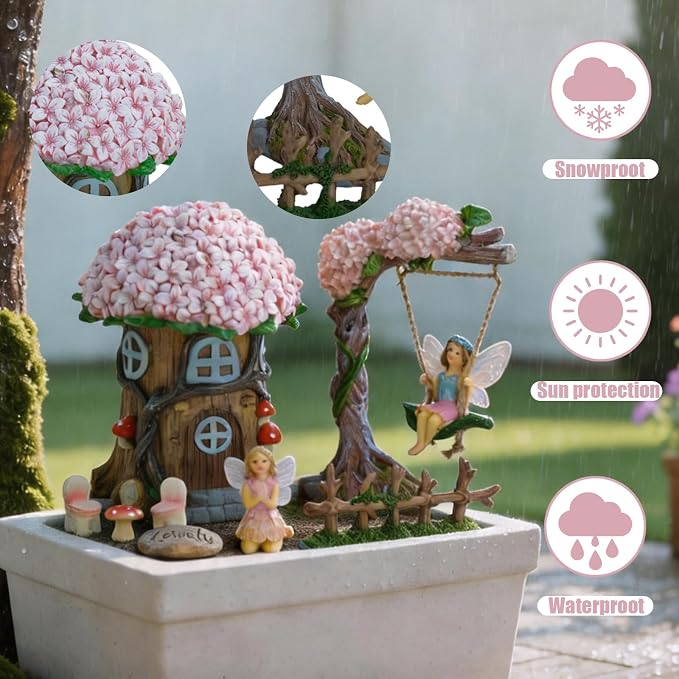 Miniature 8 Pcs Mini Garden Furniture, Fairy Garden Accessories Kit, Resin - Image 3