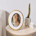 4x6 Oval Picture Frame, Ornate Photo Frame White & Gold, Hand-Crafted Resin - Image 2