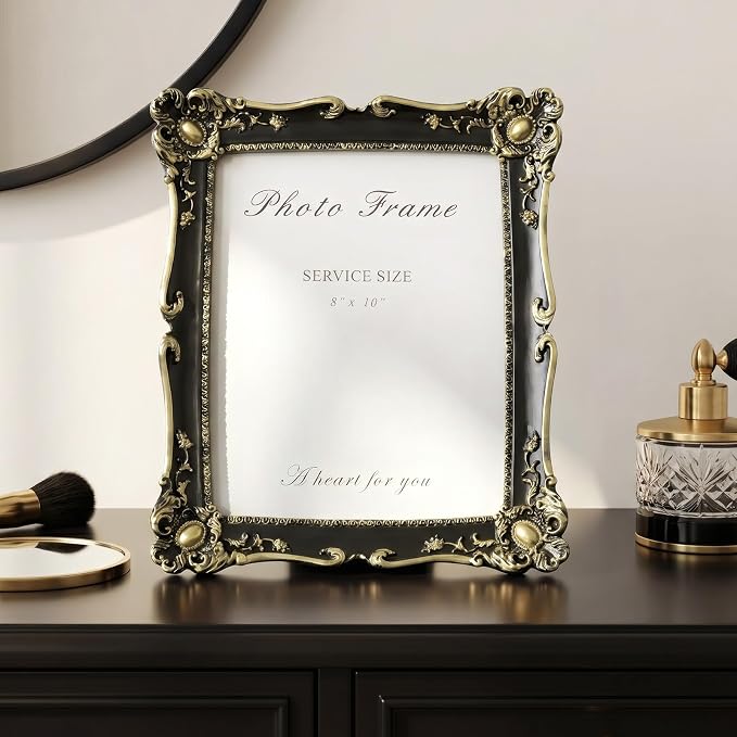 Cuspin 8x10 Picture Frame Black and Gold Frames, Vintage Ornate Resin Photo - Image 5