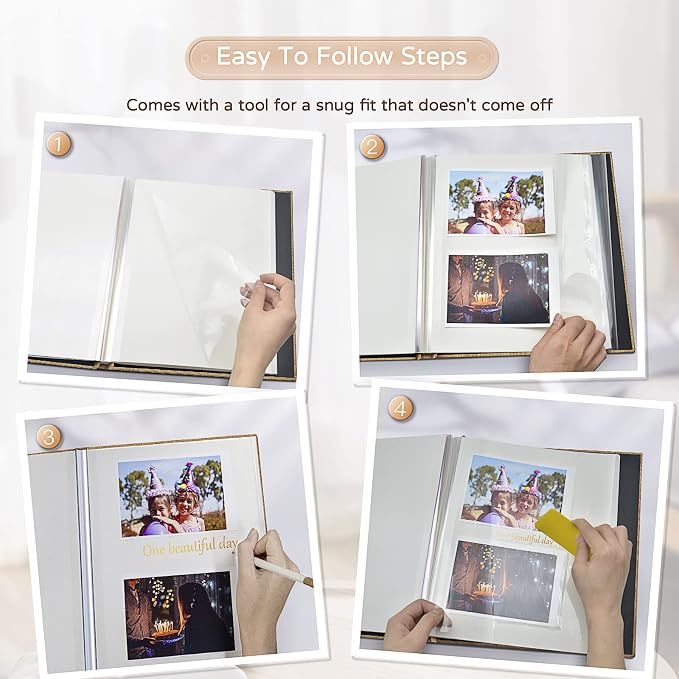 Popotop Large Photo Album Self Adhesive 4x6 5x7 8x10 Scrapbook Album DIY - Image 4