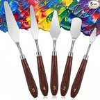 5pcs Palette Knife Painting Stainless Steel Spatula Wood Handle | Oil Paint by HomeKitchen%7CACozyHome