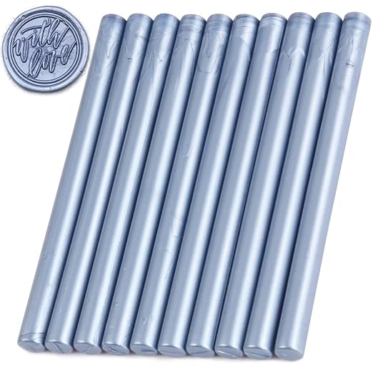 Gray Blue Sealing Wax Sticks, HOSEALING 10pcs Metallic Blue Glue Gun Sealing by HOSEALING