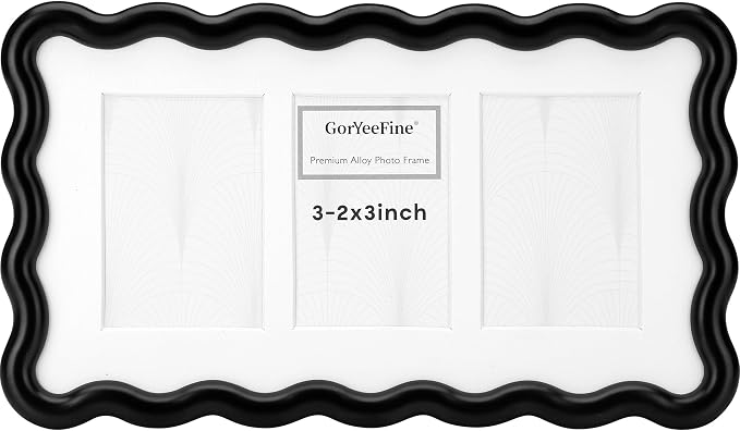 3-2x3‘’ Black Heavy-Duty Zinc Alloy Picture Frames, Unique Wave Design Black by GorYeeFine