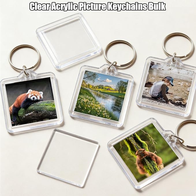 REDANHA 12pcs Acrylic Photo Frame Keychain Holder 2 x 3 In Picture Insert Blank - Image 3